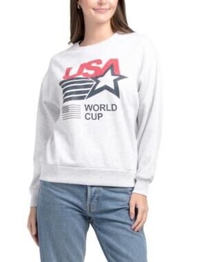 Lazy Sunday Womens USA World Cup Cotton Grey Crewneck Sweatshirt Medium NEW